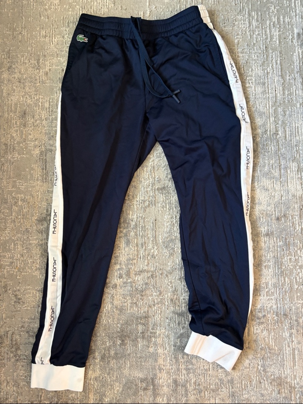 Lacoste Navy Joggers with White Side Panels